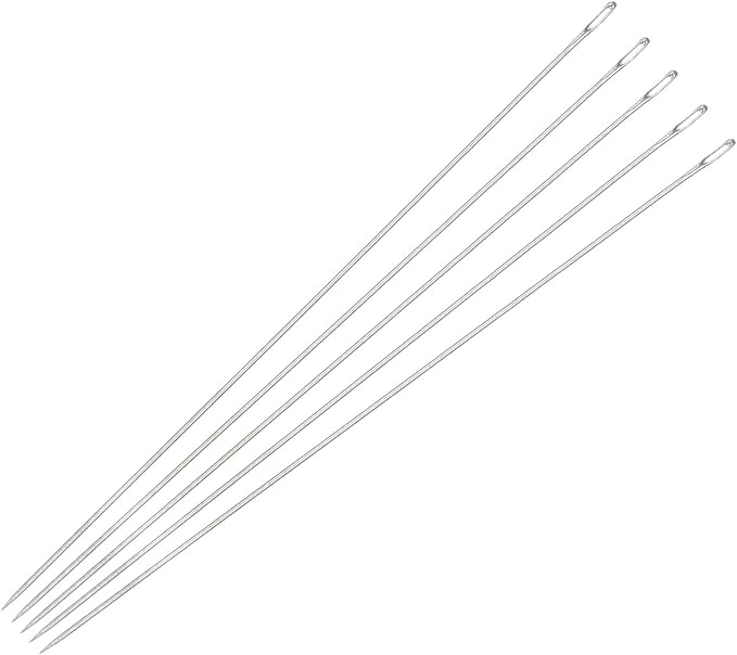 uxcell 50Pcs Beading Needles Fine Thin Long Straight Sewing Embroidery Threads Stainless Steel 3.94 Inch 0.4mm Wire Diameter