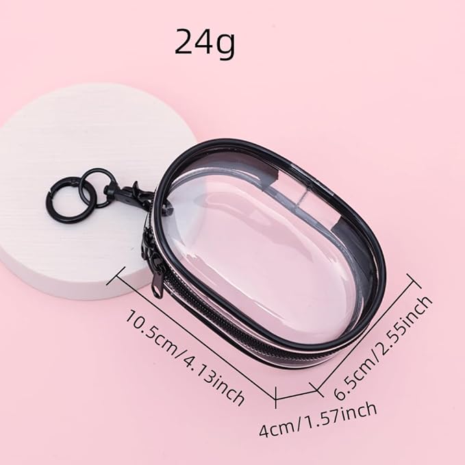 Clear Keychain Bag for 4.1'' Tall Dolls, Hanging Protective Display Case, Portable Travel Storage Bag-Black 3 Pack