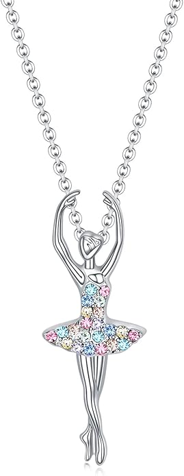 luomart Girls Necklace Ballerina Dance Recital Gifts for Women,Ballet Dancer Pendant Jewelry for Sister Mom Friends