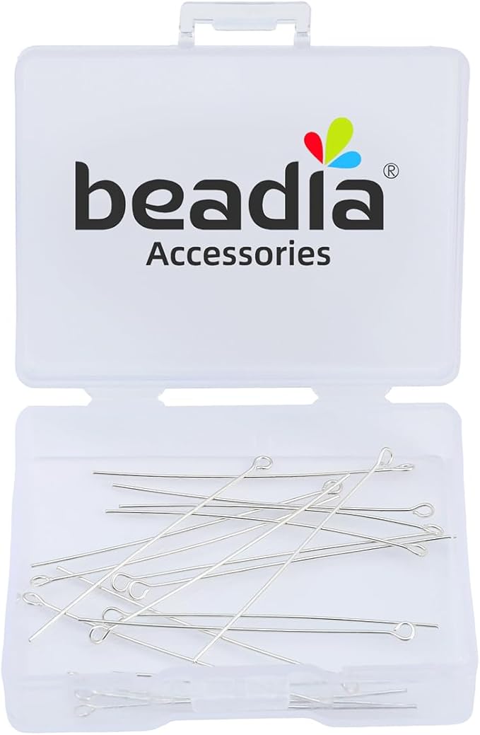 925 Sterling Silver Open Eye Pins 0.5x40mm 20pcs for Jewelry Making Findings