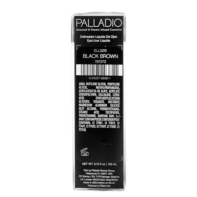 Palladio Liquid Eyeliner, Highly Pigmented and Waterproof Eyeliner, For Intense Eye Definition, Smear-proof Eyeliner Liquid, Includes Easy Grip Wand and Felt Tip Eyeliner Applicator, Black Brown