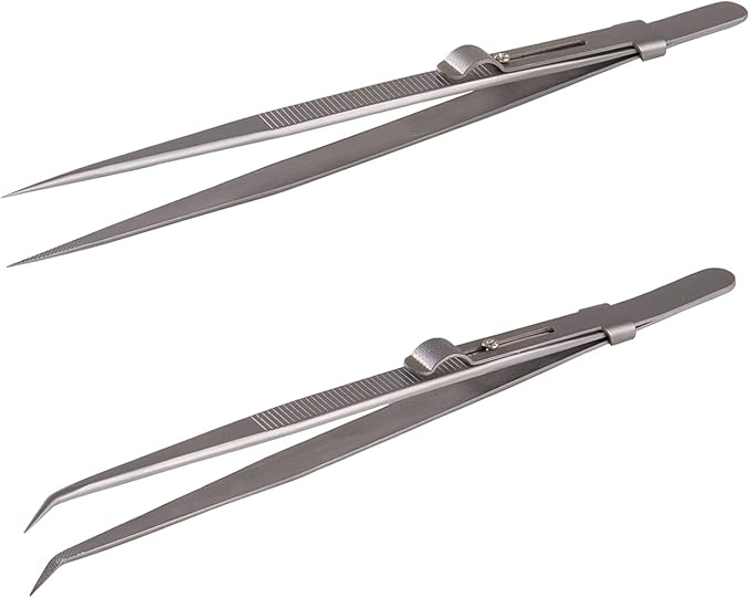 Tweezers, 5 Pcs Precision Tweezers Set, Anti-Static Stainless Steel Long Tweezers Kit for Electronics, Laboratory Work, Jewelry-Making, Craft, Soldering, Hobby, Watches, Car Machines Repair Etc