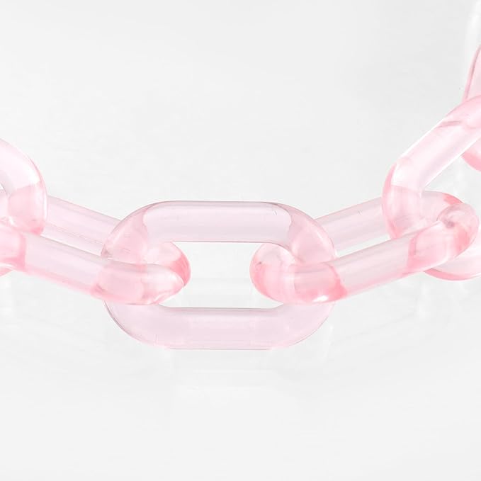 Purse Strap Bag Chain 17 Inch Resin Shoulder Strap Handbag Decoration Chain Bag Charms Accessories, Clear Pink