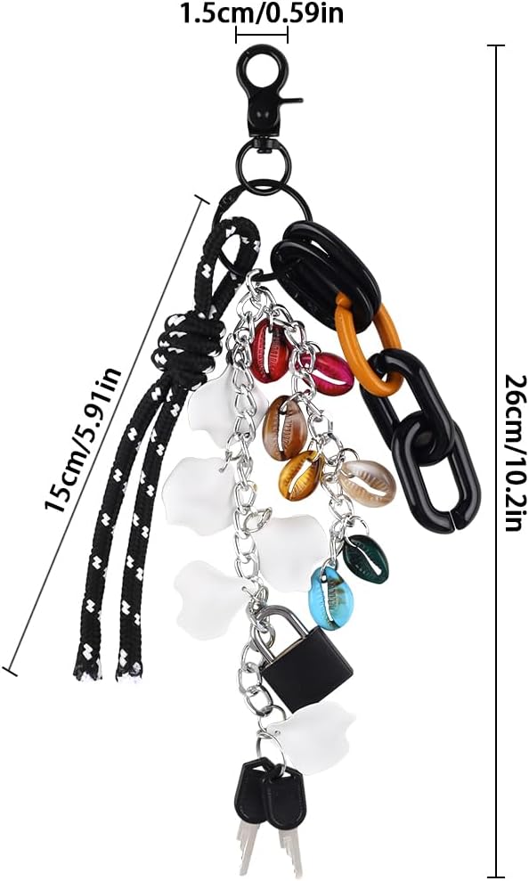 Multi Functional Y2K Black Key Chain Charms Decorative Car Key Chain Pendant Shells Purse Charms Women Cute Keychain Clip Aesthetic Accessories