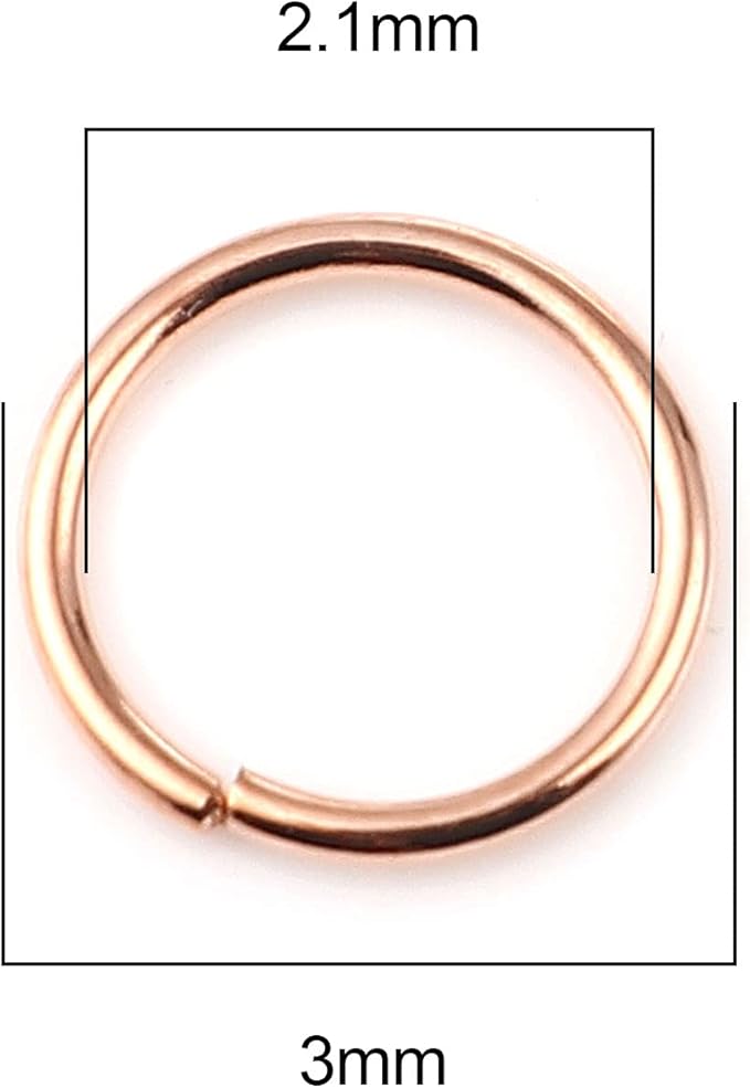 200 Pieces - 3mm Jump Rings Rose Gold Tone - 24 Gauge