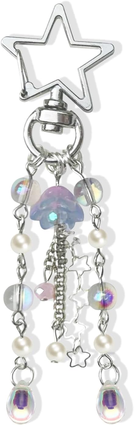 Agromusk Jellyfish Keychain,Cute Y2K Car Keychains for Women Girls Jellyfish Bag Charms Purse Accessories Star Jelly Decor