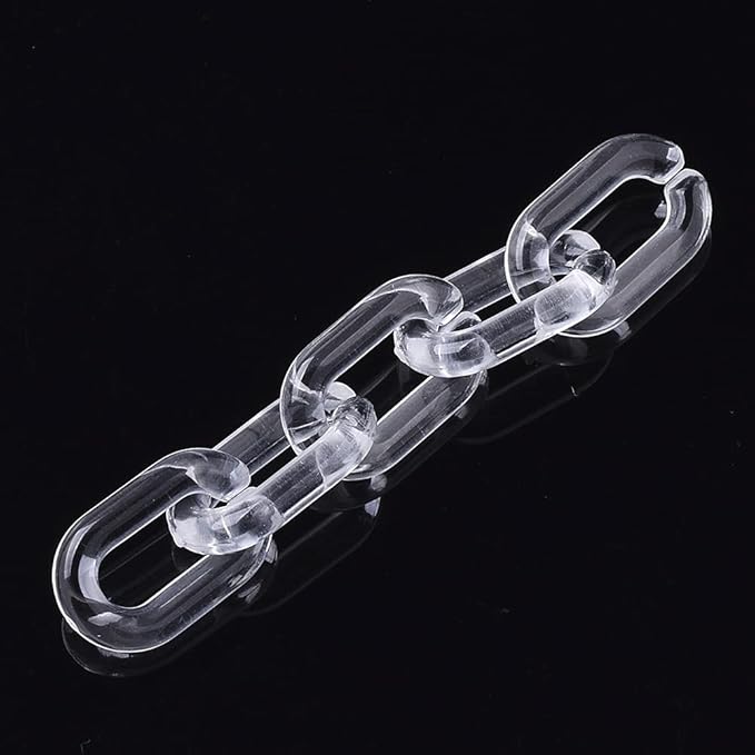 Beadthoven 100pcs Transparent Acrylic Linking Rings Oval Quick Link Connectors for Curb Chains Purse Eyeglass Chain DIY Craft Making 15x9x3mm (Clear)