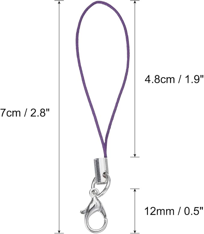 HARFINGTON 100Pcs Clasp Cords Clasp Strap Lanyard Charm Short Finger Rope with Lobster Clasp for Cellphone Cases Keychain DIY Jewelry Making, Purple