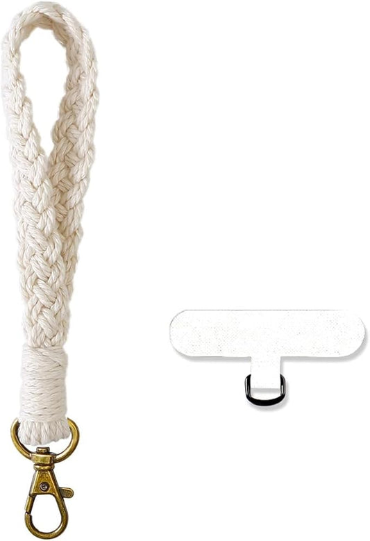Boho Macrame Phone Wrist Strap, Cell Phone Lanyard with Tether Tab, Keychain Wristlet Charm, Anti-Loss Phone Chain