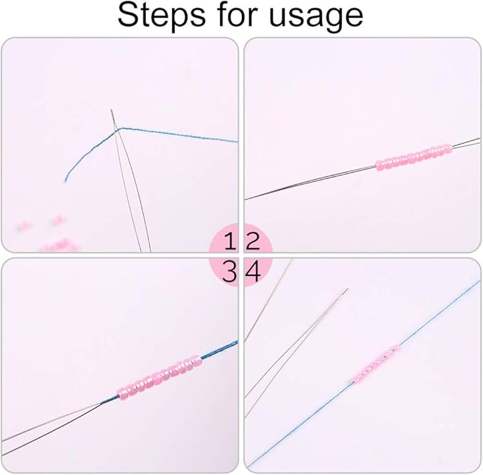 6 Pieces Beading Needles Big Eye Beading Needles Collapsible Eye Needles for Beading with Needle Bottle and 3 Pcs Bead Needle Threader for Jewelry Making (4.01inch)