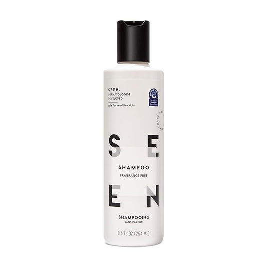 SEEN Shampoo, Fragrance Free - Non-Comedogenic & Hair Shampoo- Dermatologist-Developed - Safe for Sensitive, Eczema & Acne Prone Skin