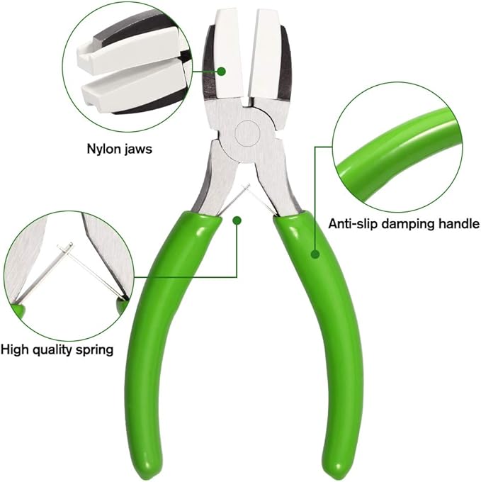 SPEEDWOX 5 Inches Flat Nose Plier Nylon Jaw Pliers 2 Pcs Set Soft Jaw Pliers for Chain Making Wire Wrapping Tool Mini Wire Straightentener Wire Bending Shaping Jewelry Making Tool