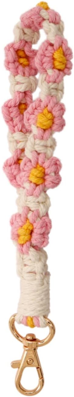 Macrame Keychain Handmade Wristlet Keychain Wrist Lanyard for Keys Cute flower keychain Key Chain for Women
