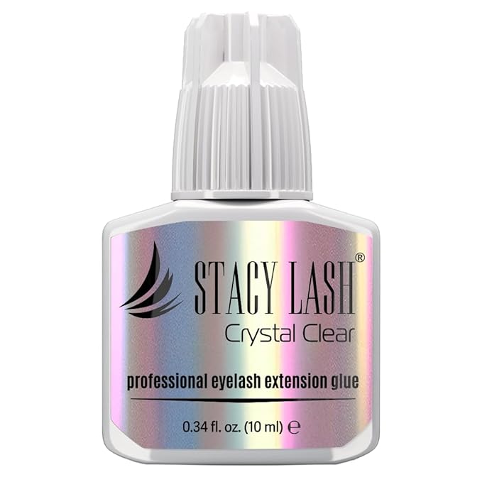 STACY LASH Crystal Clear Eyelash Extension Glue (0.34fl.oz/10ml)/1 Sec Drying Time/Retention – 8 Weeks/Transparent Adhesive/Professional Supplies