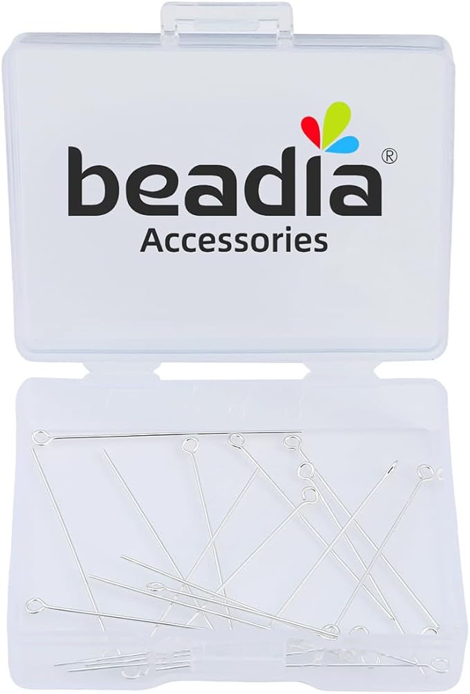 925 Sterling Silver Open Eye Pins 0.5x35mm 20pcs for Jewelry Making Findings