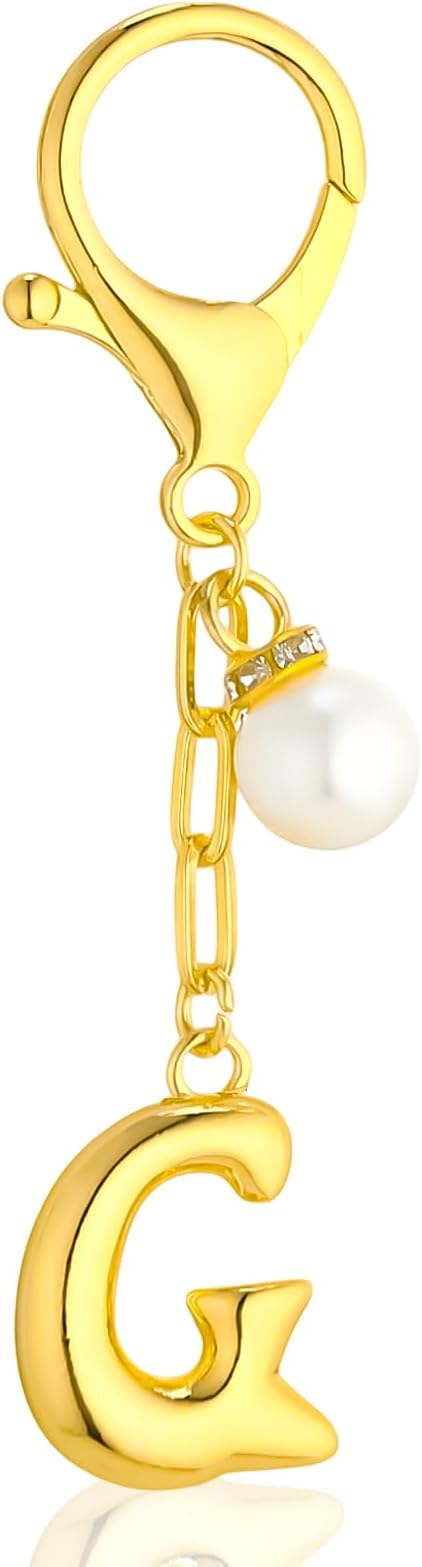 VICKHU Gold Plated Bubble Initial Letter Cute Keychain for Women Car Key Purse Decorative Keyring Handbag Charms Fashion
