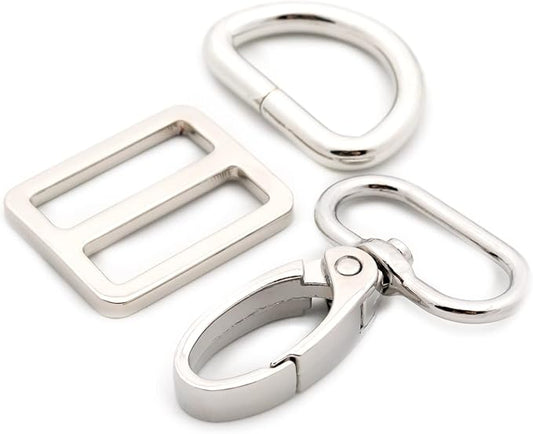 Oval Ring Swivel Lobster Claw Clasps, 5 Set Keychain Clasp Oval Ring Swivel Snap Hooks for Strap Bag Purse Landyard Craft (3/4",Silver)