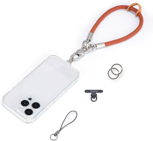 project-cb Phone Wrist Strap 1,Tether Tab 2,Phone Wristlet,Lanyard Wrist Strap,Key Holder,KeyChain,KeyRing×2 (Brown-S)