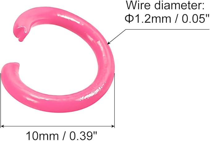 uxcell Open Jump Rings, 10mm Colorful O-Ring Connectors for DIY Crafts Jewelry Making, Carbon Steel, Pink, 100Pcs