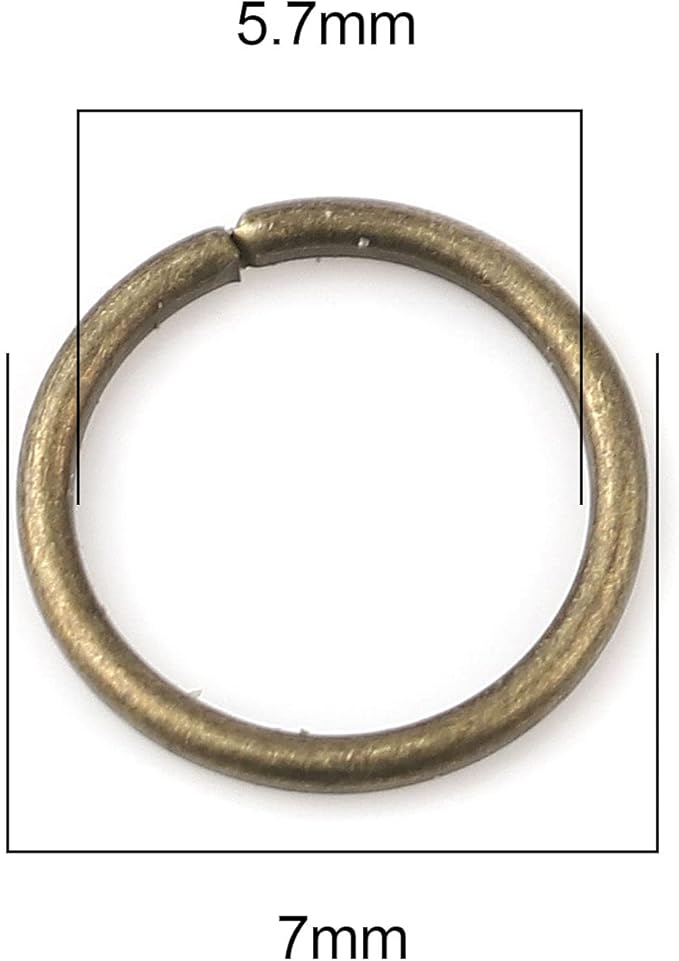 200 Pieces - 7mm Jump Rings Antique Bronze - 21 Gauge (0.7mm Thickness)