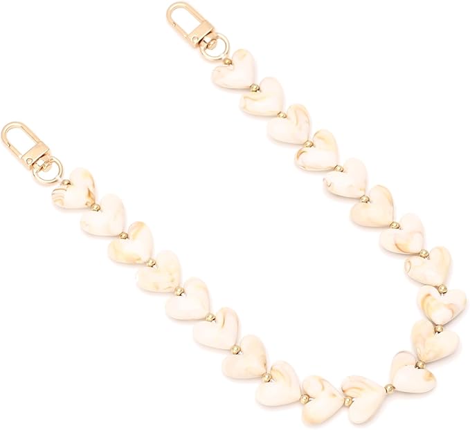 AUMEY Acrylic Heart Bag Chain Purse Charm Versatile handbag Chain Strap Wallet Handle Replacement Handbag Accessory
