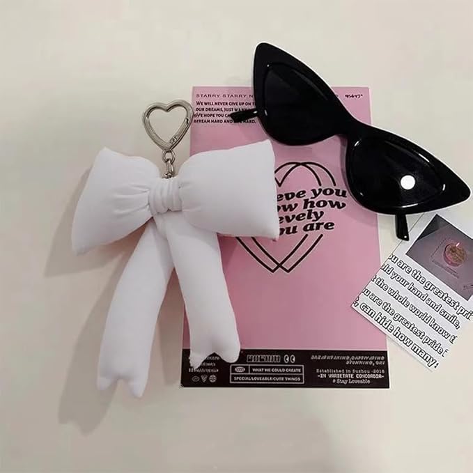 Pink Bow Keychain Bag Charms Y2K Bowknot Plaid Keychains Coquette Aesthetic Purse Handbag Backpacks Charms