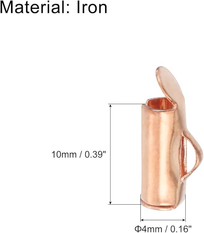 uxcell 100Pcs Slide on End Clasps, 10mm Tube Ball Bead Slider Crimp Ends for Multi-Strand DIY Craft Making, Rose Gold