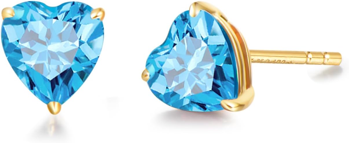 FANCIME 14k Solid Yellow Gold Stud Earrings Gemstone Prong Cluster Stud Earrings Fine Jewelry Gifts for Her Mom Women Wife
