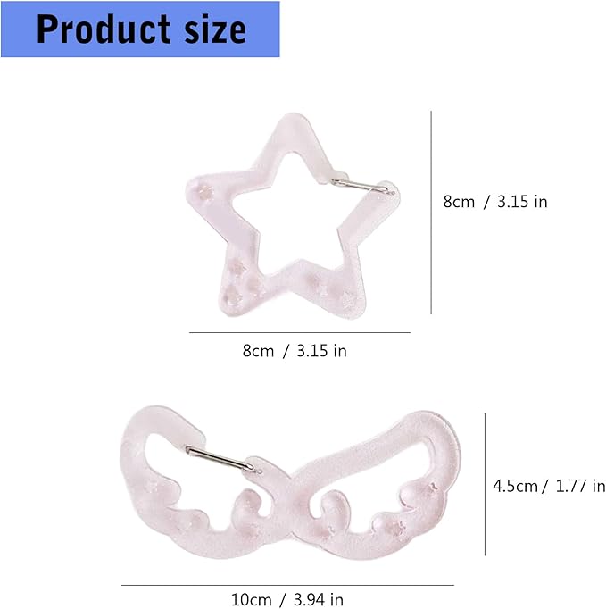 Wing/Star Shape Carabiner Hook Clips Lovely Phone Pendant Charm Acrylic Buckle Keychain For Backpack Handbag Gifts Outdoor Keyring Hook