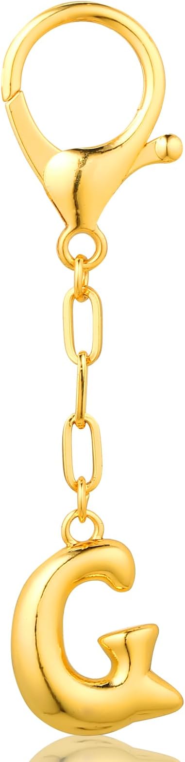 VICKHU Gold Plated Bubble Initial Letter Cute Keychain for Women Car Key Purse Decorative Keyring Handbag Charms Fashion