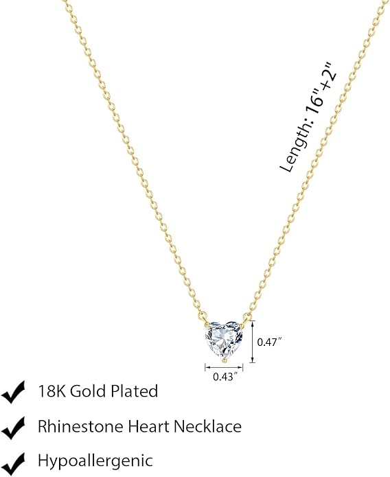 Luxval Diamond Pendant Gold Necklace for Women，Dainty 18k Gold Plated Choker Necklaces Simple Gold Jewelry Gifts for Women Girls