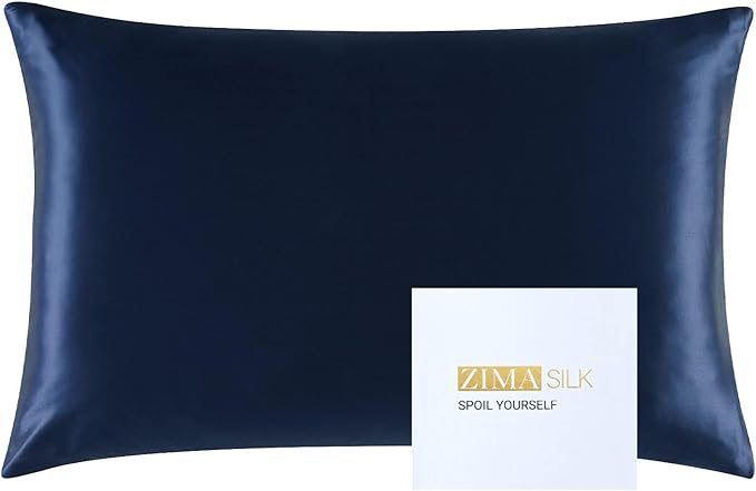 ZIMASILK 25 Momme 100% Pure Mulberry Silk Pillowcase for Hair and Skin Care, Highest Grade 6A Pillow Cases for Women, Long-Lasting Durablity, Gift for Women Men, 1Pc (Queen 20"x30", Navy Blue)