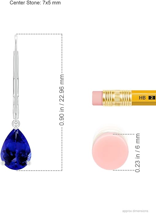 ANGARA Natural Tanzanite Earrings for Women | Solitaire Pear-Shaped Tanzanite Leverback Earrings in 14K Solid Gold/Platinum | December Birthday, Anniversary, Gemstone Jewellery Gift