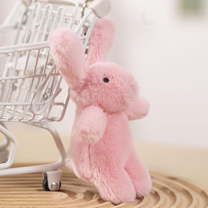 Cute Bunny Bag Charm, Kawaii Bunny Keychain 3.5" Inch Mini Rabbit Purse Charm Decoration for Women Girls