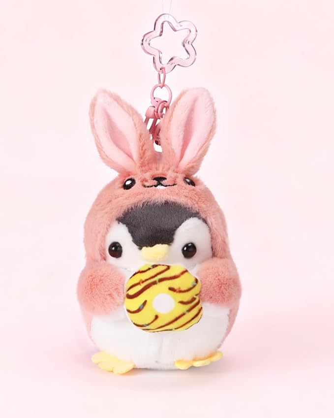 Penguin Plush Keychain Cute Stuff Cosplay Costume Change Clothing Donut Frog Unicorn Shiba Inu Bunny Tiger keyring