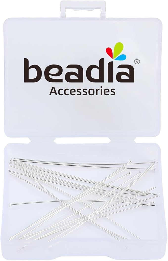925 Sterling Silver Flat Head Pins 0.5x50mm 20pcs for Jewelry Making Findings