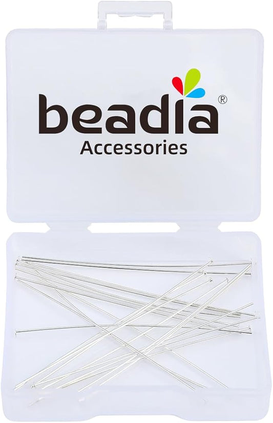 925 Sterling Silver Flat Head Pins 0.5x50mm 20pcs for Jewelry Making Findings