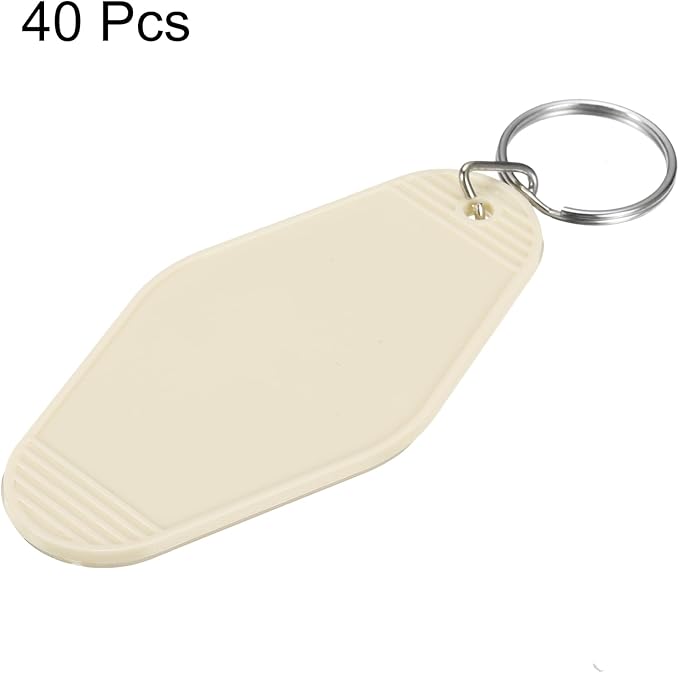 uxcell 40pcs Hotel Keychains Blank Vintage Plastic Rhombus Motel Keychains Hotel Key Tags Rings for DIY Luggage Labels
