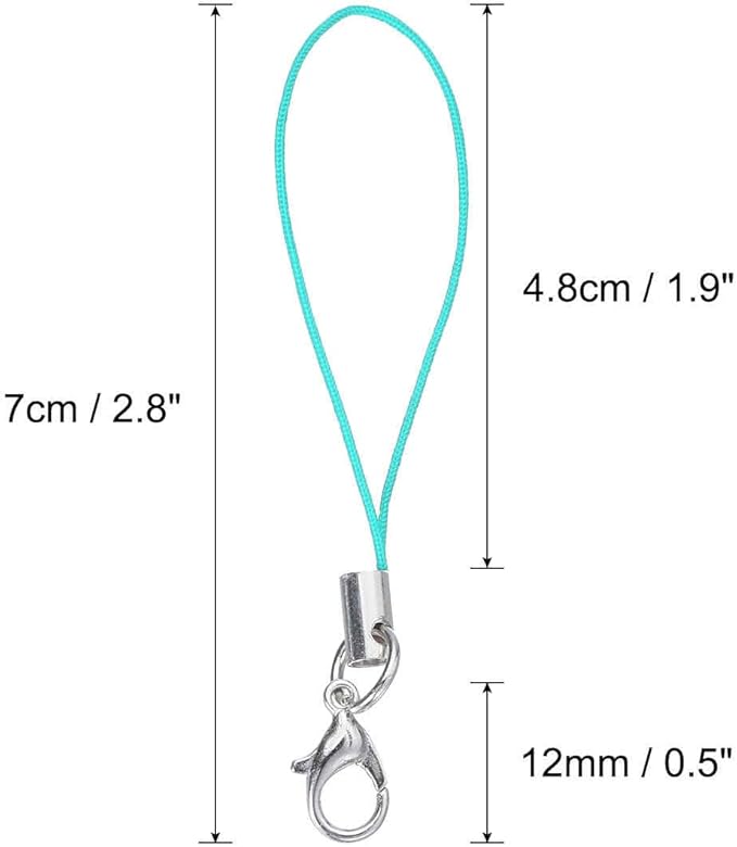HARFINGTON 100Pcs Clasp Cords Clasp Strap Lanyard Charm Short Finger Rope with Lobster Clasp for Cellphone Cases Keychain DIY Jewelry Making, Mint Green