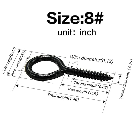 Screw Eye Hooks Metal Eye Bolt 20 Pieces Black Zinc Plated Self Tapping Screws O Ring Eye Pins 1.46 inch
