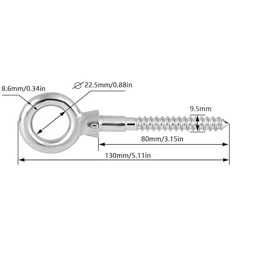Abimars Eye Bolts by Load Capacity 1000lbs, 4PCS M10 316 Stainless Steel Eye Hooks Screw in Heavy Duty for Hanging Hammocks, Swing Chairs, Heavy-Duty Suspension