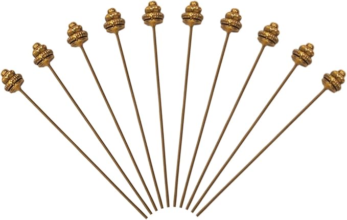 Ecloud Shop 50 Antique Tibetan Gold Tone 55mm Head Pins Needles Fashion