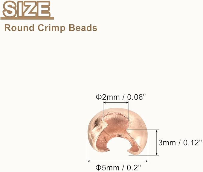 uxcell 100pcs Crimp Bead Covers, 4mm/0.16" Half Round Open Crimp Beads Knot Cover Metal Small Loose Beads End Tip for Bracelet Jewelry Making Craft DIY, Rose Gold