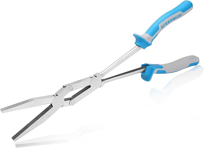 SPEEDWOX 13-Inch Double-Joint Pliers - Serrated Jaw Dual Pivot Long Reach Compound Action Flat Nose Duckbill Pliers