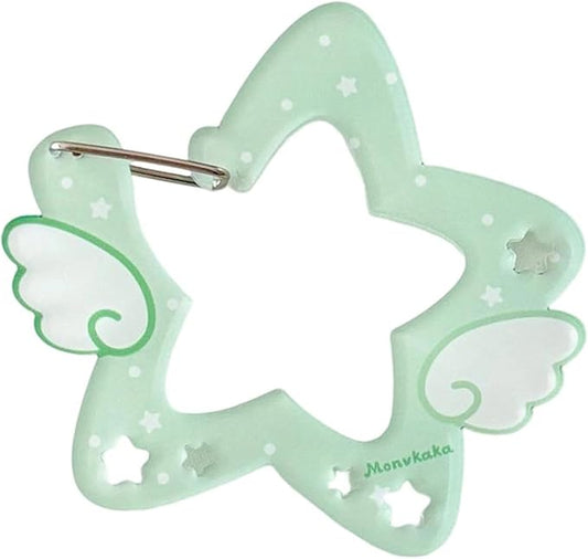 Acrylic Wing/Star Shape Carabiner Hook Clips Card Holder Keychain Portable Outdoor Keyring Hook Backpack Pendant Gifts