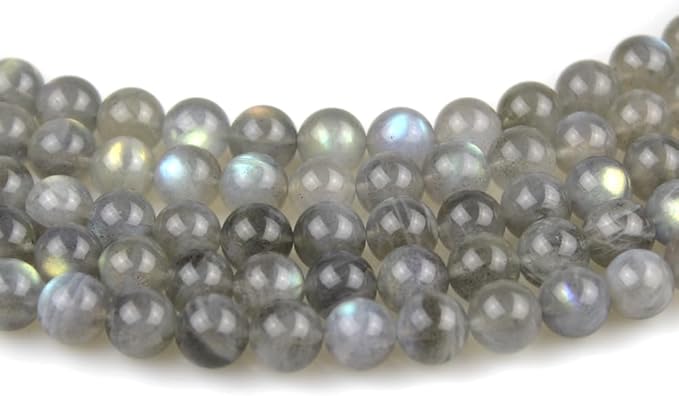 MJDCB Natural Round Stone Beads 6mm Labradorite Loose Gemstone Beads for Jewelry Making Bracelet Necklace 60pcs