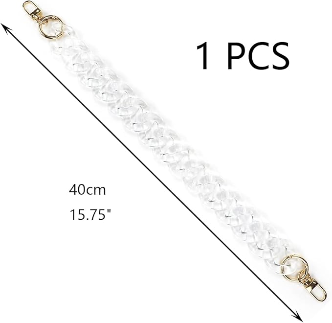 Crapyt Transparent Acrylic Bag Chain Round 1 Pack Decorative Chain DIY 40cm/15.75" Replacement Ornament for Handbag/Bag/Purse Strap