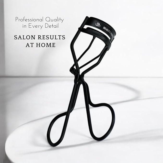 Beauty Power Eyelash Curler – Precision Lash Lift in Seconds with 5 Replacement Pads, Eyebrow Brush & Satin Travel Bag – Gentle & Safe, German Stainless Steel for Perfect Curls - Gift (Natural Curl)