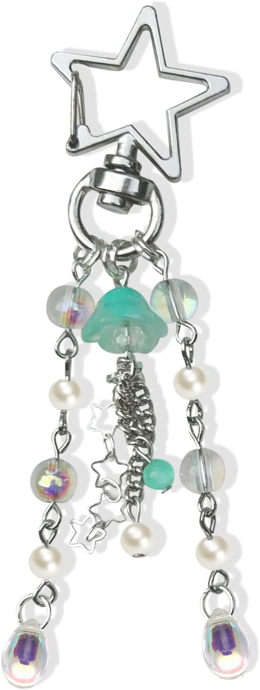 Agromusk Jellyfish Keychain,Cute Y2K Car Keychains for Women Girls Jellyfish Bag Charms Purse Accessories Star Jelly Decor