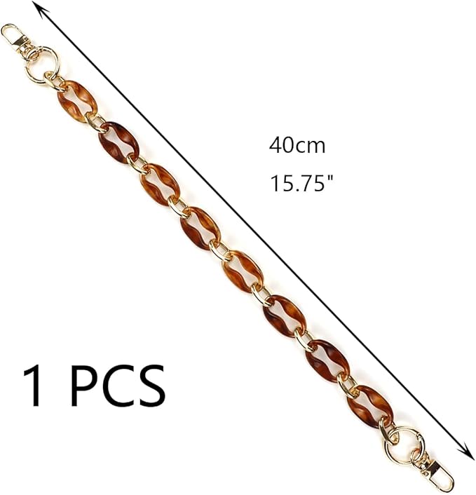 Crapyt Acrylic Handbag Strap Chain 1 PCS Amber Transparent Brown 40cm/15.75" with Metal Buckle for Bag,Purse,Handbag,Notebook,Phone Women Gift DIY